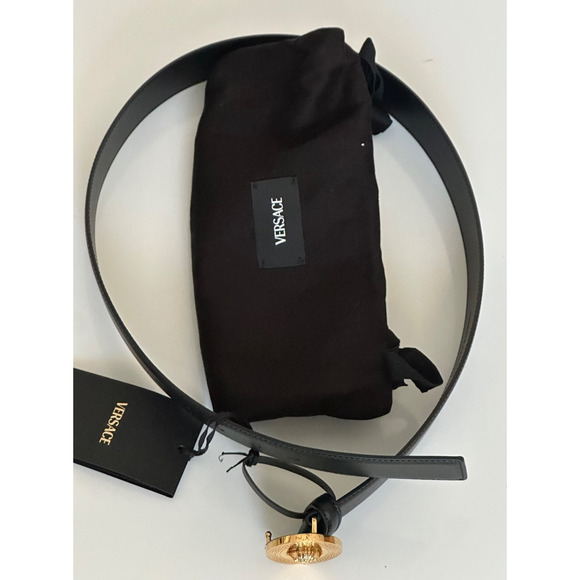 Versace Gold Medusa-Buckle Black Leather Belt 120 (48) Italy 1006276 NWT $600 - Picture 7 of 13